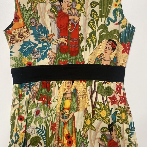 Frida Kahlo “Head Over Wheels” Dress in Beige by Hemet - Picture 5 of 16